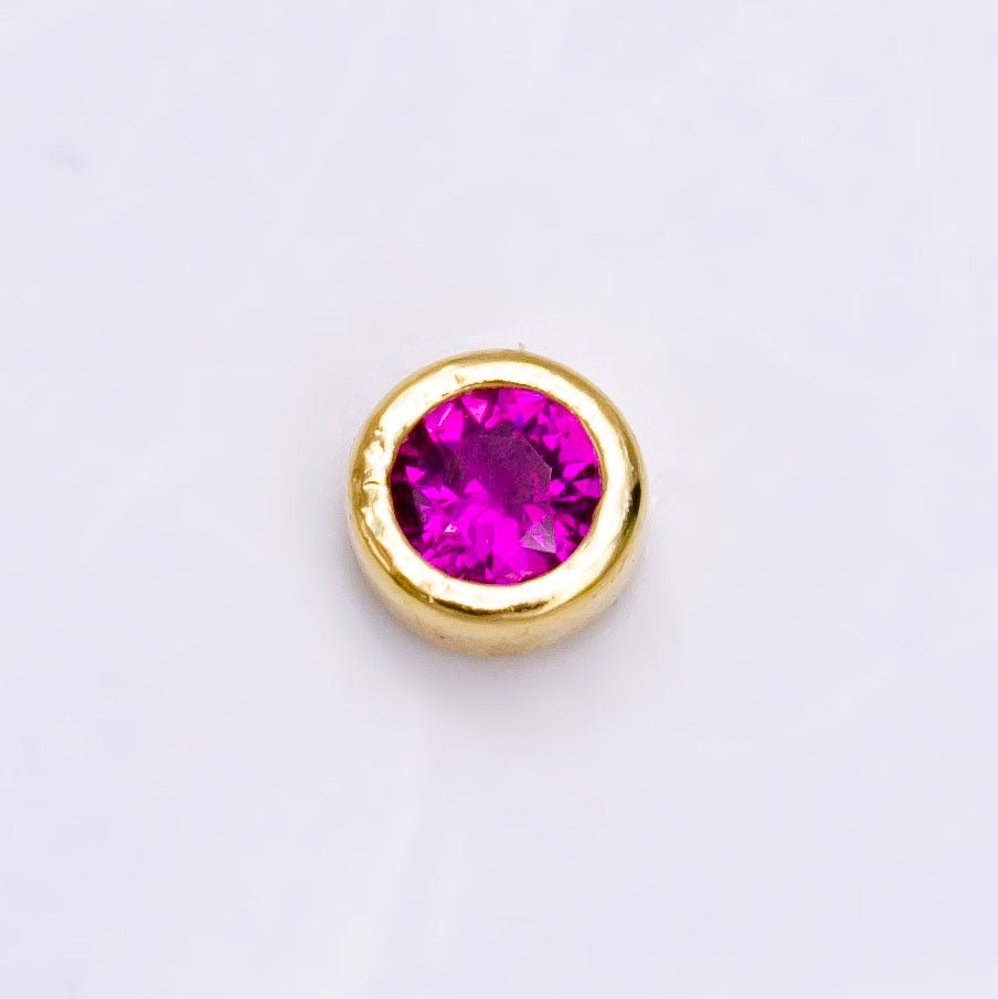 Gold Filled Personalized Locket Bead: 4mm Birthstone Bezel CZ | B-930~935