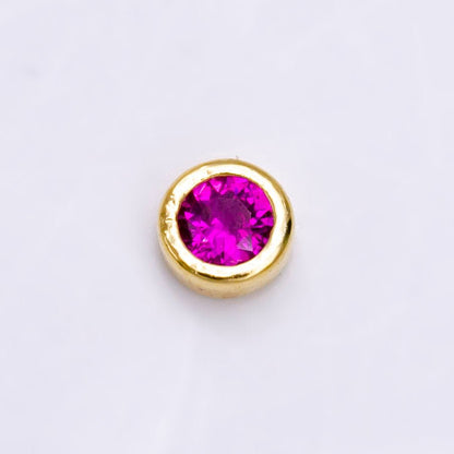 Gold Filled Personalized Locket Bead: 4mm Birthstone Bezel CZ | B-930~935