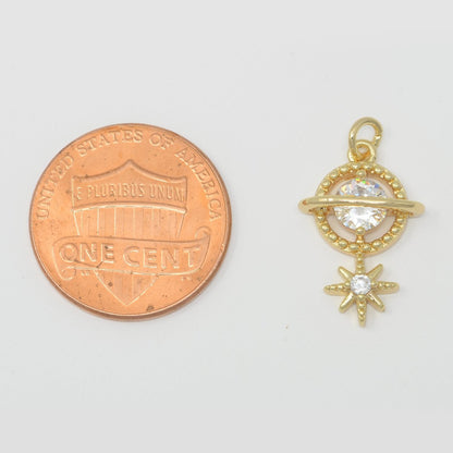 Gold Filled Planet and Star Charm M-386