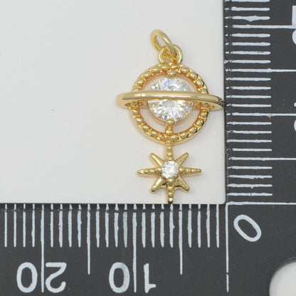 Gold Filled Planet and Star Charm M-386