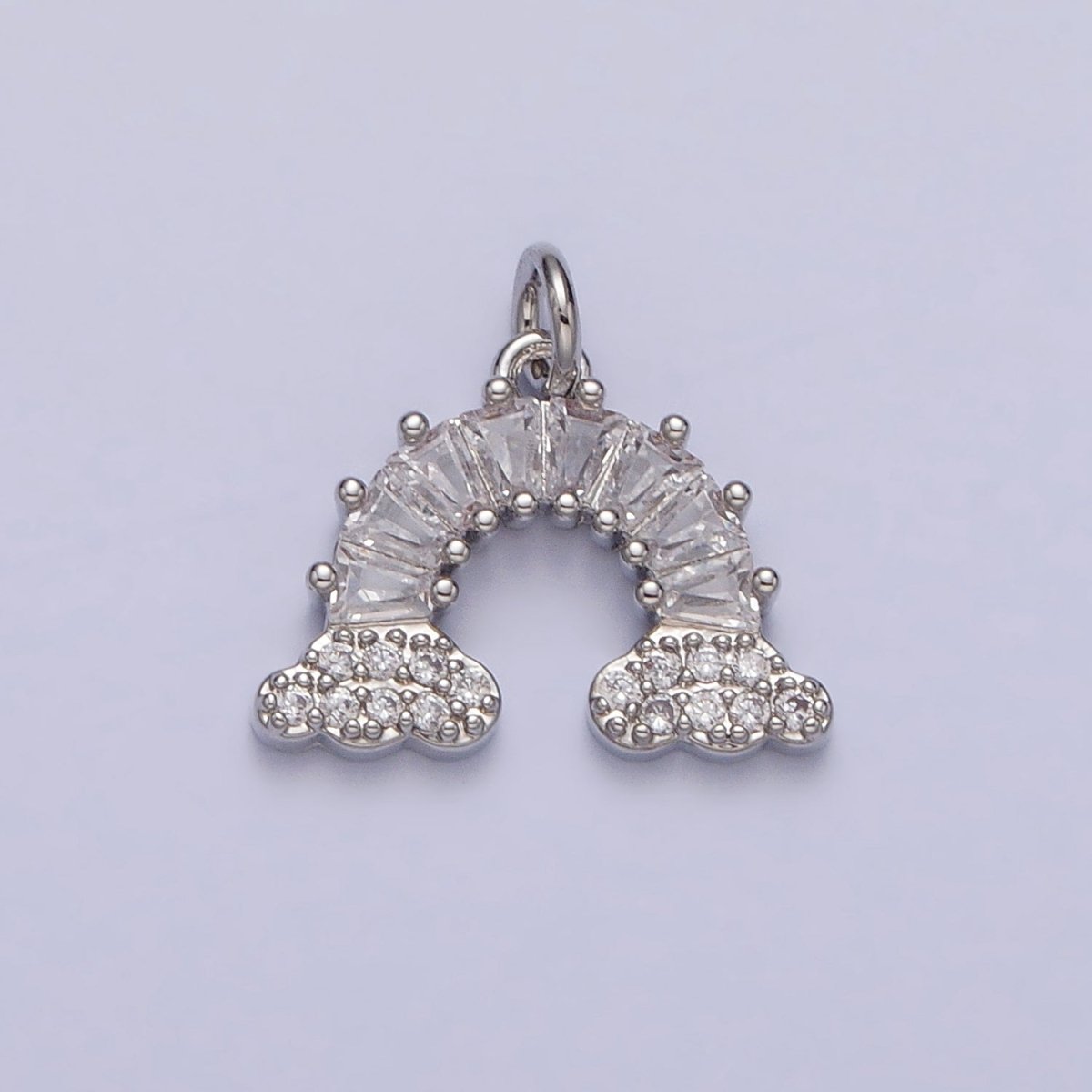 Gold Filled Rainbow Clear Baguette Micro Paved CZ Charm in Gold &amp; Silver | AC266 AC267