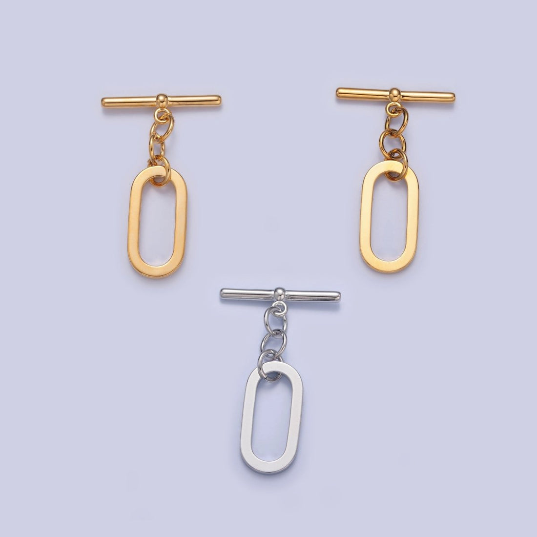 Gold Filled Rectangular Long Oval Toggle Clasps Closure in Gold &amp; Silver  L-747~L-749