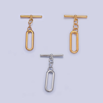 Gold Filled Rectangular Oval Toggle Clasps Closure in Gold &amp; Silver L-753~L-755
