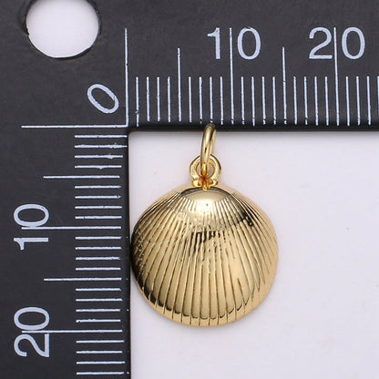 Gold Filled Round Sea Shell Charm D-794