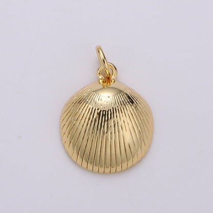 Gold Filled Round Sea Shell Charm D-794