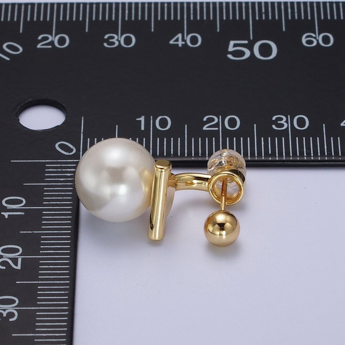 Gold Filled Round Shell Pearl Ear Jacket Back Drop Earrings in Gold &amp; Silver | AD-262 AD-263