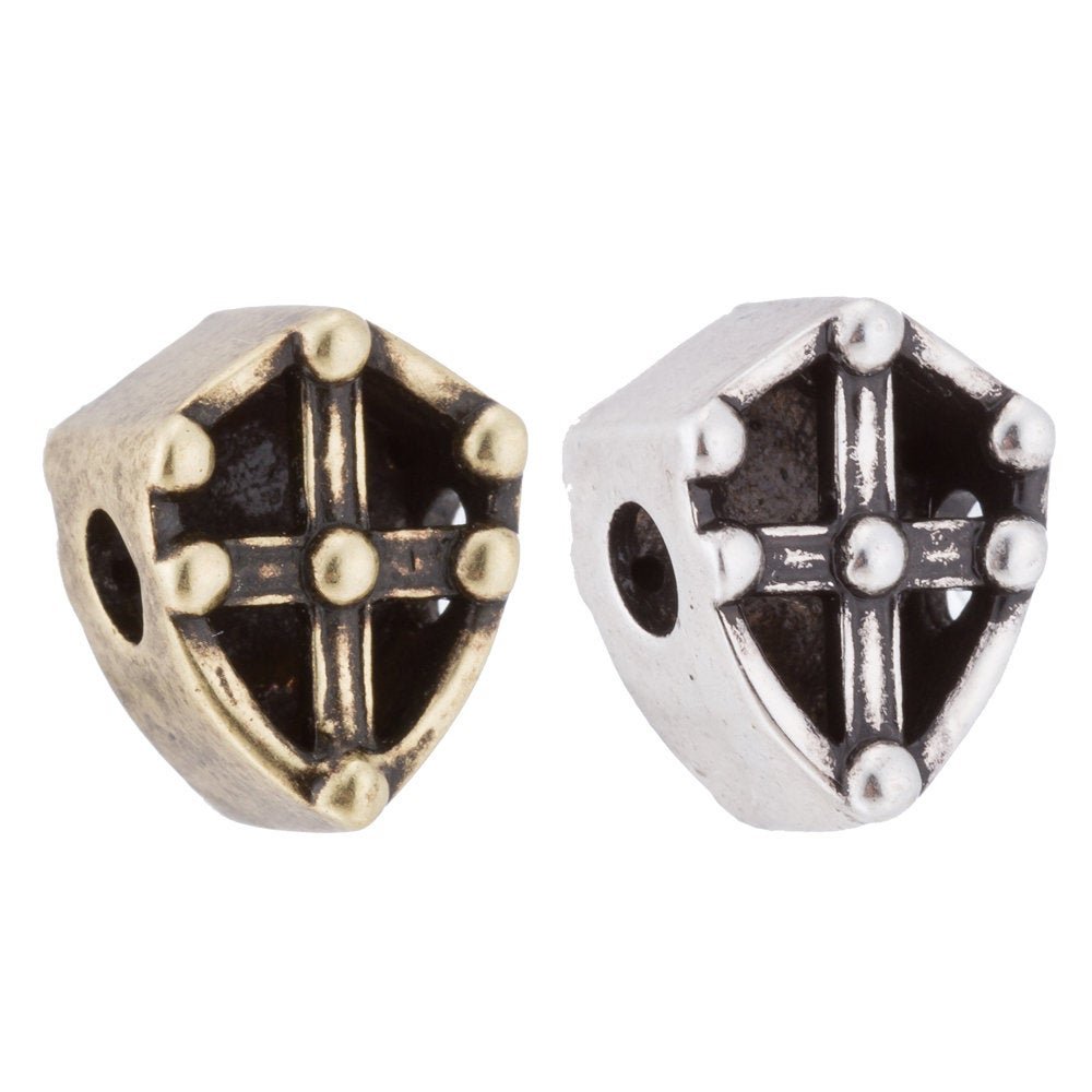 Gold Filled Royal Shield CZ Micro Pave Beads, CZ Micro Pave Shield Connector, For Bracelet Making Supply Findings, Hole Size 1.5mm | B-055