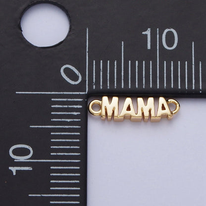Gold Filled S925 Sterling Silver MAMA Script Charm Link Connector For Mother&