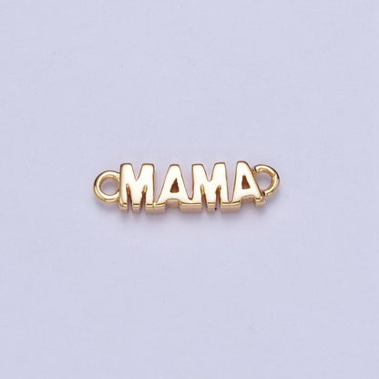 Gold Filled S925 Sterling Silver MAMA Script Charm Link Connector For Mother&