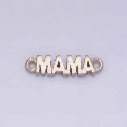 Gold Filled S925 Sterling Silver MAMA Script Charm Link Connector For Mother&