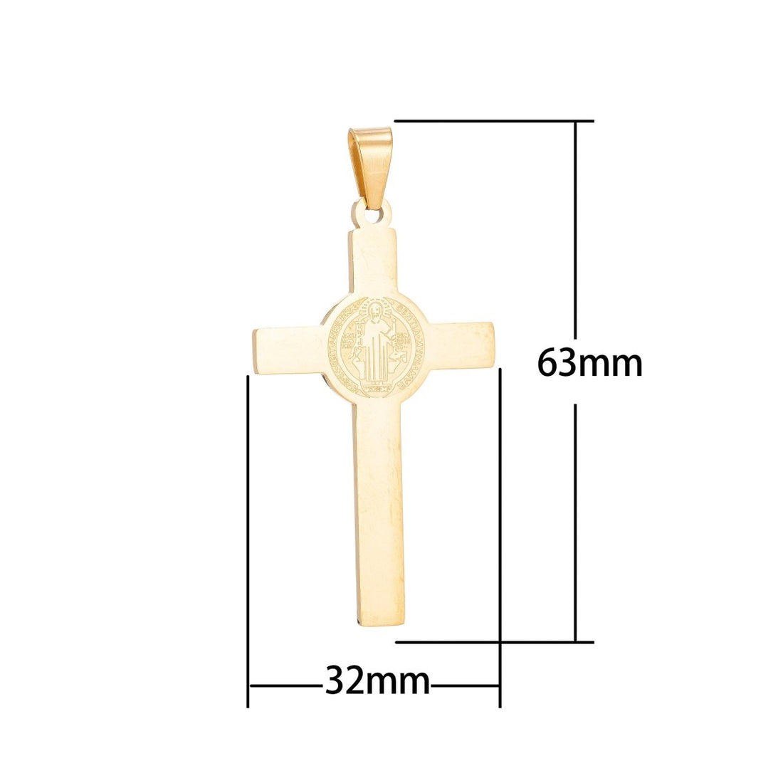 Gold Filled Saint Benedict Cross Pendant San Benito Saint Benedict Charm for Layered Necklace Religious Jewelry Making J-397