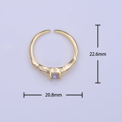 Gold Filled Solitaire Cubic Zirconia Geometric Abstract Adjustable Ring | O-123