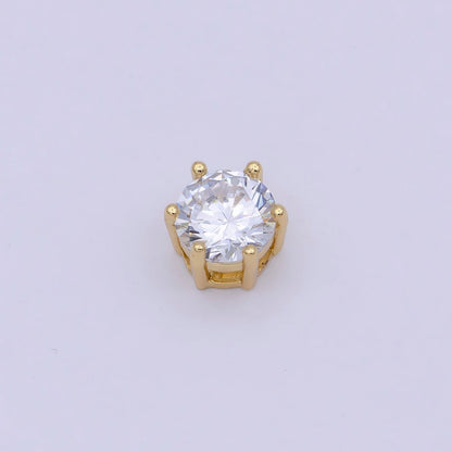 Gold Filled Solitaire CZ Round Connector Charm Beads for Bracelet Component B-465