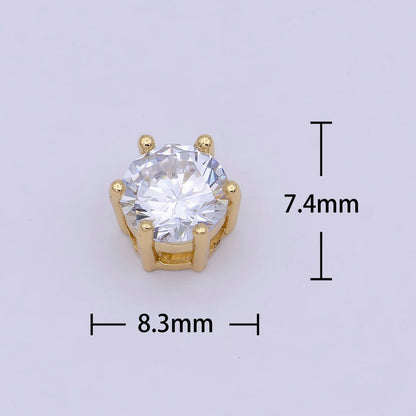 Gold Filled Solitaire CZ Round Connector Charm Beads for Bracelet Component B-465