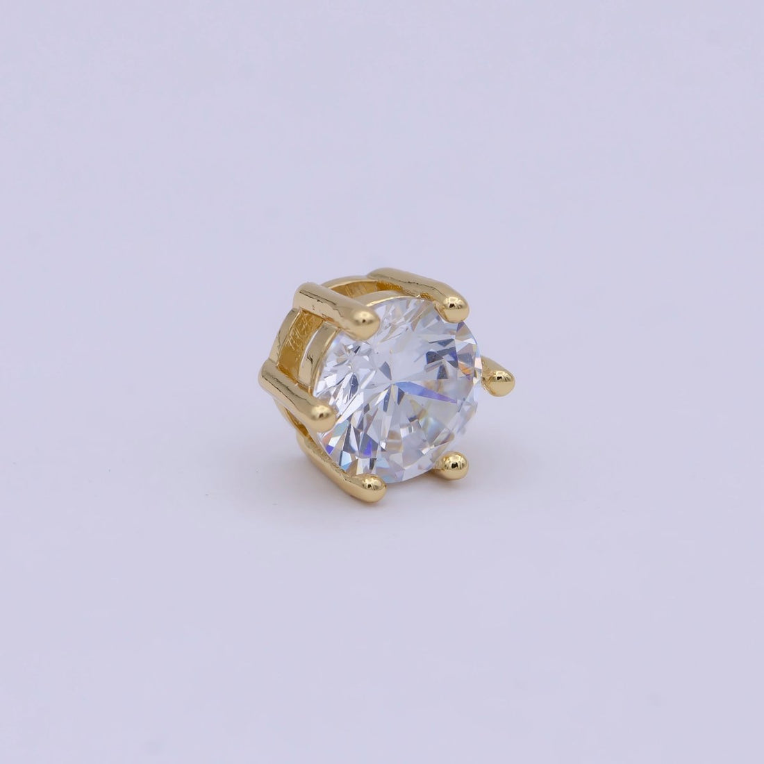 Gold Filled Solitaire CZ Round Connector Charm Beads for Bracelet Component B-465