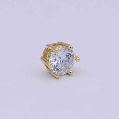 Gold Filled Solitaire CZ Round Connector Charm Beads for Bracelet Component B-465