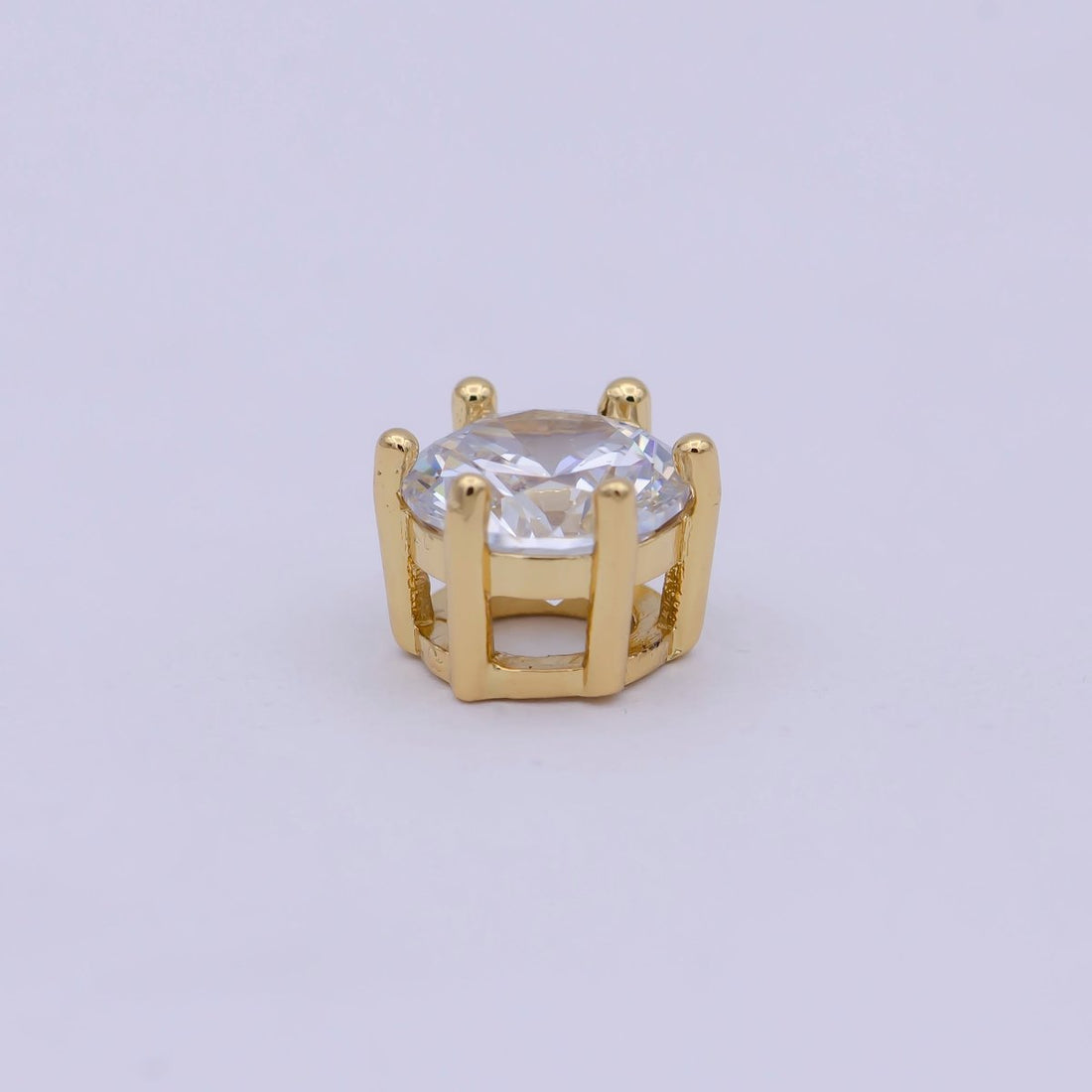 Gold Filled Solitaire CZ Round Connector Charm Beads for Bracelet Component B-465