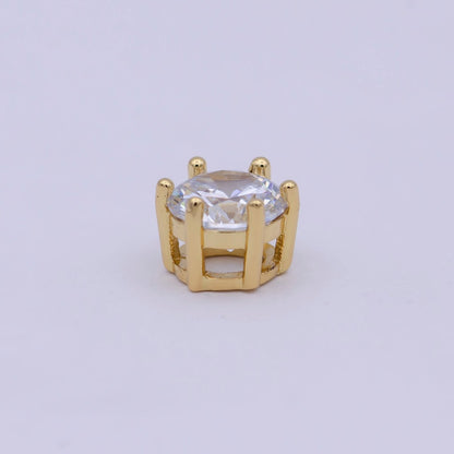 Gold Filled Solitaire CZ Round Connector Charm Beads for Bracelet Component B-465