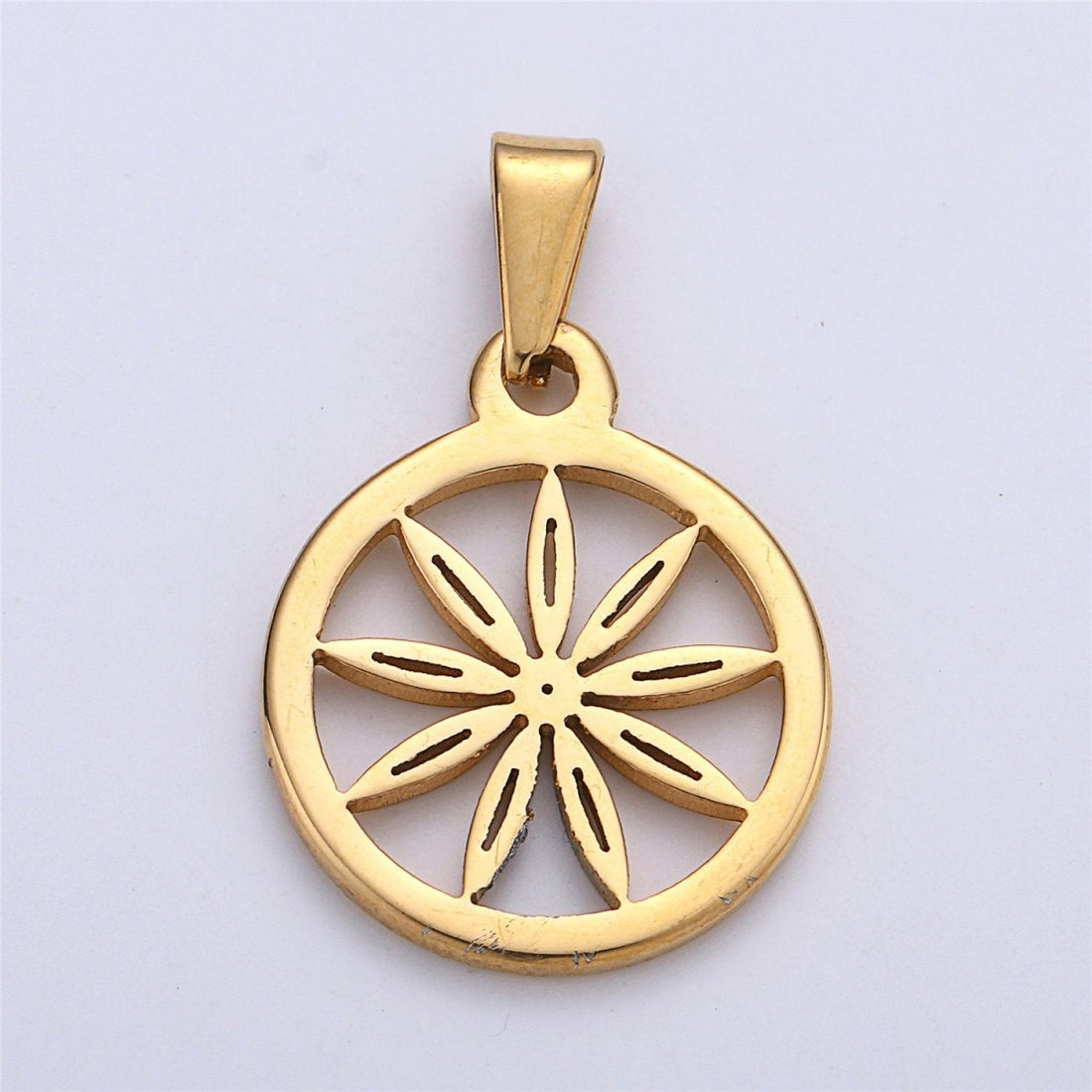 Gold Filled Stainless Steel Sun, Summer Sunshine Charm Pendant with Bails Golden Shiny Sun Necklace Findings for Jewelry Making 30x20mm J-667