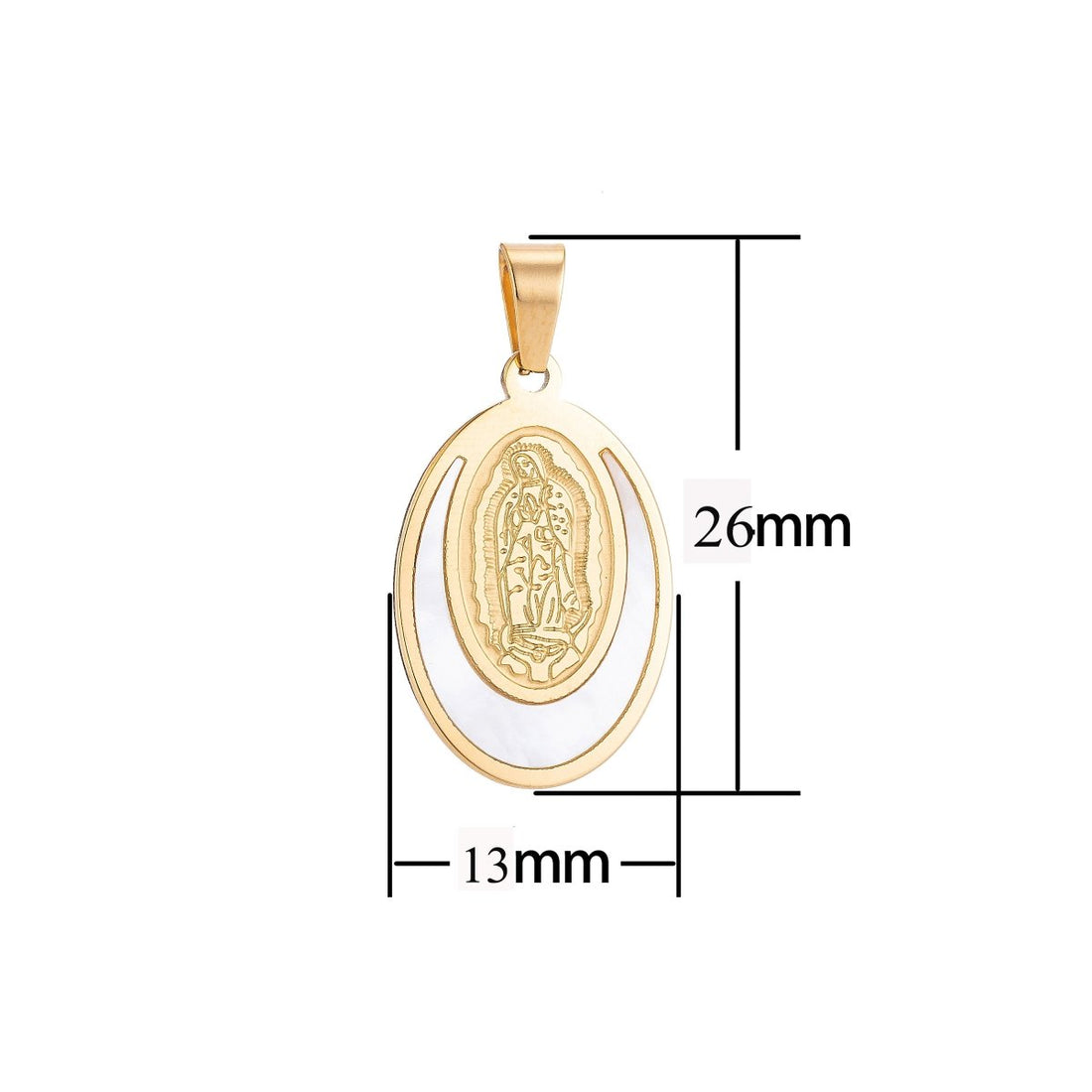 Gold Filled Stainless Steel Virgin Mother Mary Charm Pendant w/ Bails Findings for Earring Necklace Jewelry Making Supplies J-363