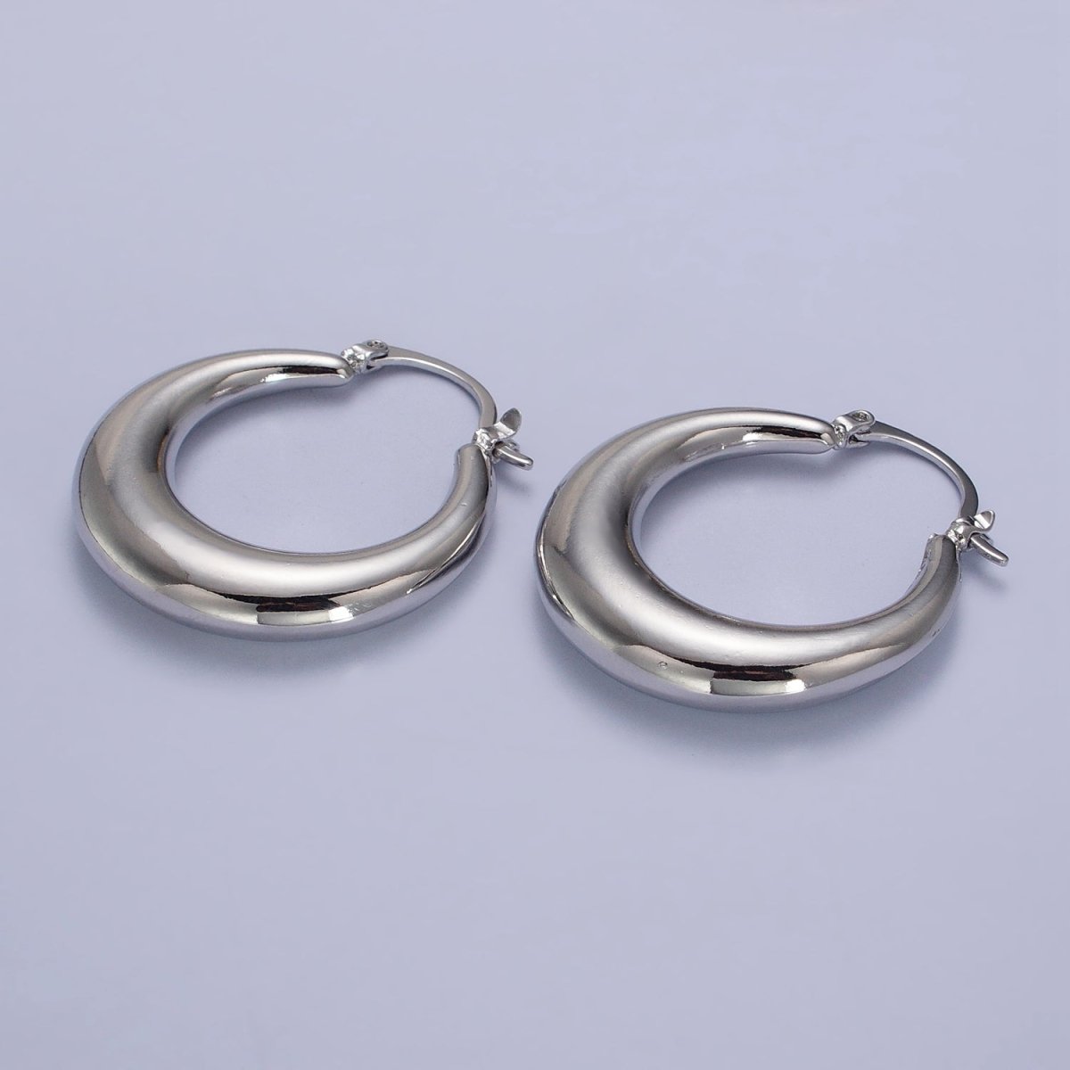 Gold Filled Thin Dome 30mm Hoops French Lock Earrings in Gold &amp; Silver | AB212 AB213