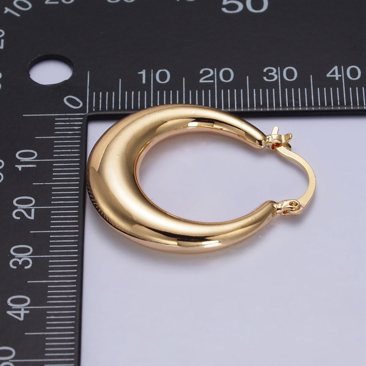 Gold Filled Thin Dome 30mm Hoops French Lock Earrings in Gold &amp; Silver | AB212 AB213