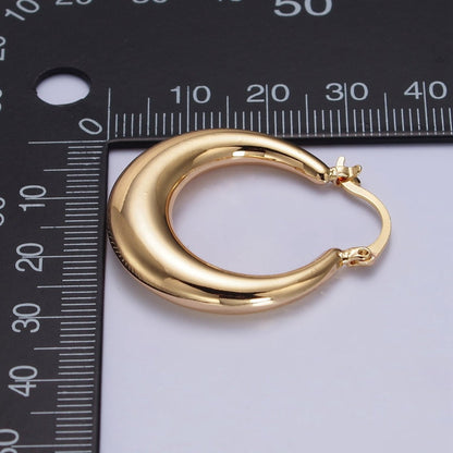 Gold Filled Thin Dome 30mm Hoops French Lock Earrings in Gold &amp; Silver | AB212 AB213