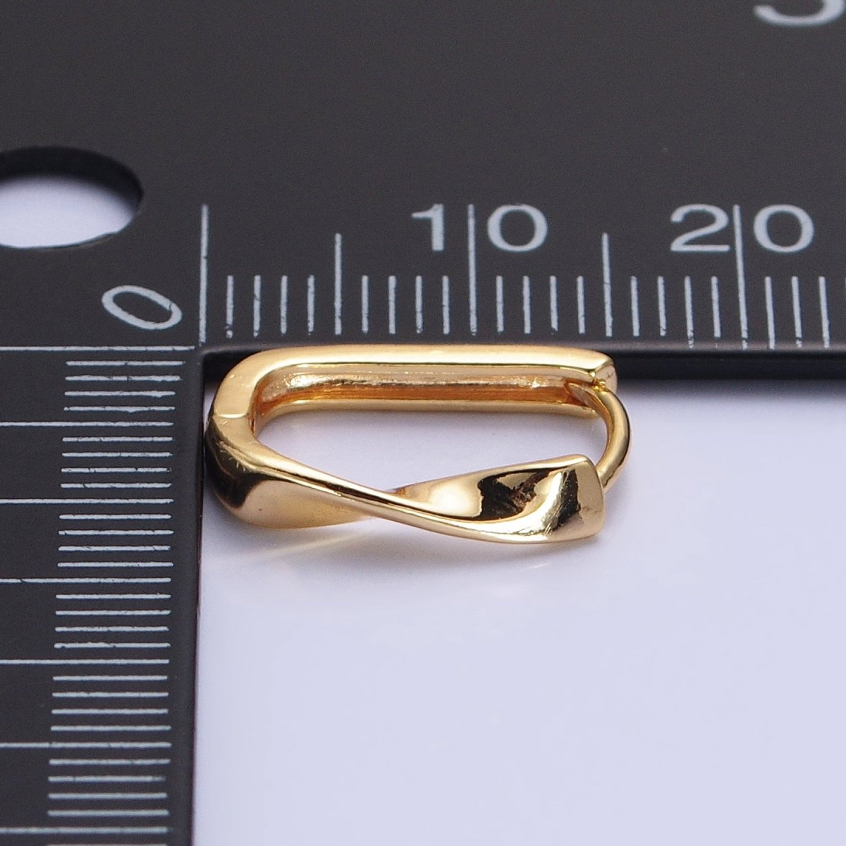 Gold Filled Twisted Geometric 15.5mm Oblong U-Shaped Hoop Earrings in Gold &amp; Silver | AB827 AB1544