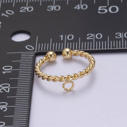 Gold Filled Twisted Rope Ring with Open Link for Jewelry Making Supply Finding L-612