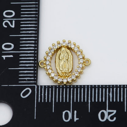 Gold Filled Virgin Mary Charm Connectors Link Connector for Bracelet Necklace F-829