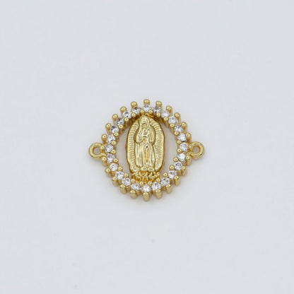 Gold Filled Virgin Mary Charm Connectors Link Connector for Bracelet Necklace F-829