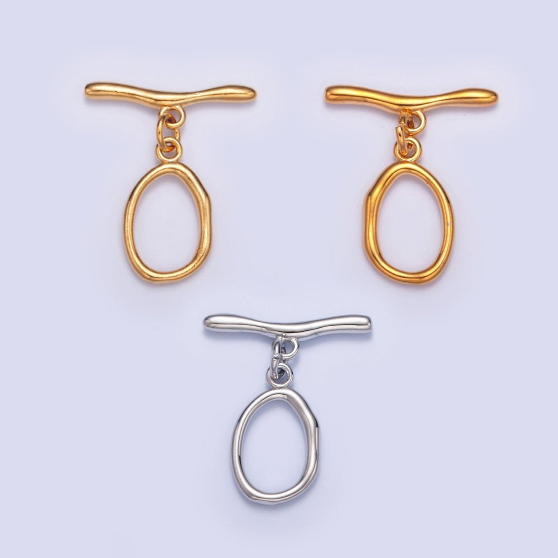 Gold Filled Wavy Geometric Toggle Clasps Closure in Gold &amp; Silver  L-756~L-758