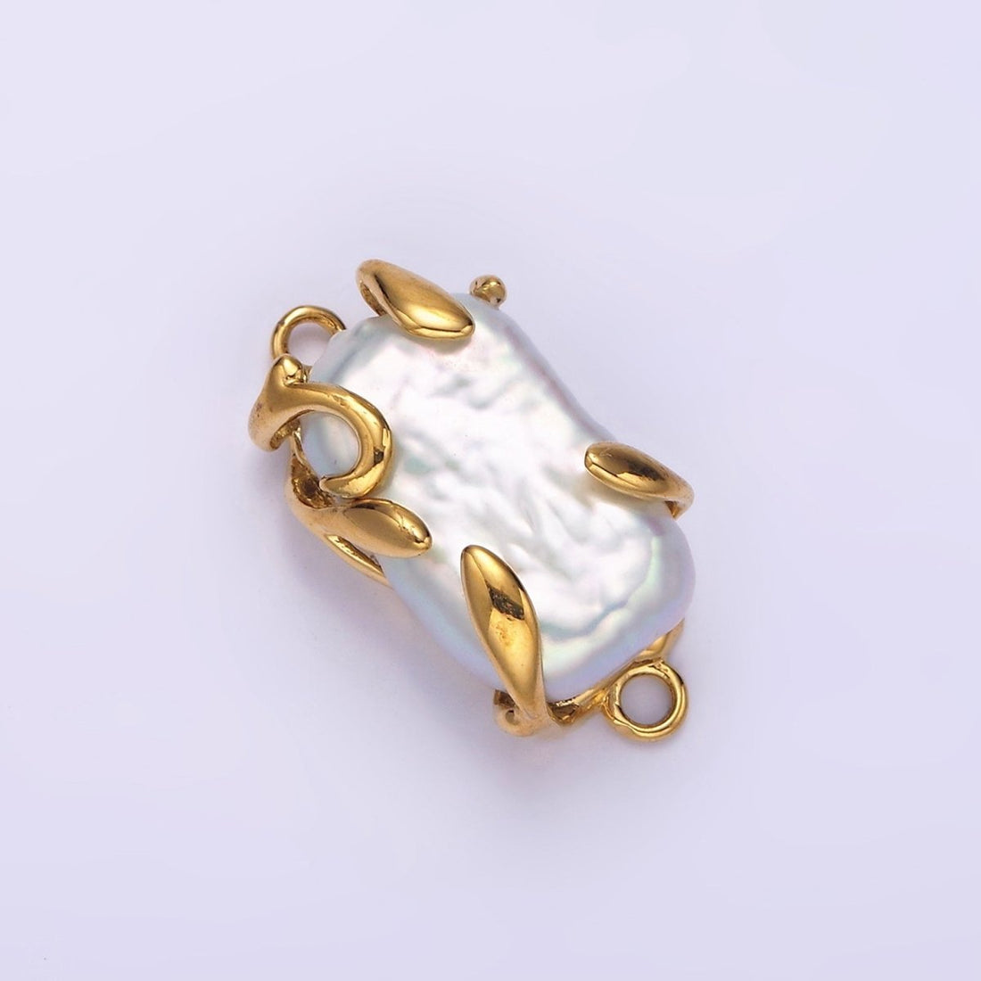 Gold Filled White Baroque Freshwater Pearl Molten Drip Connector in Gold &amp; Silver G-726 G-784
