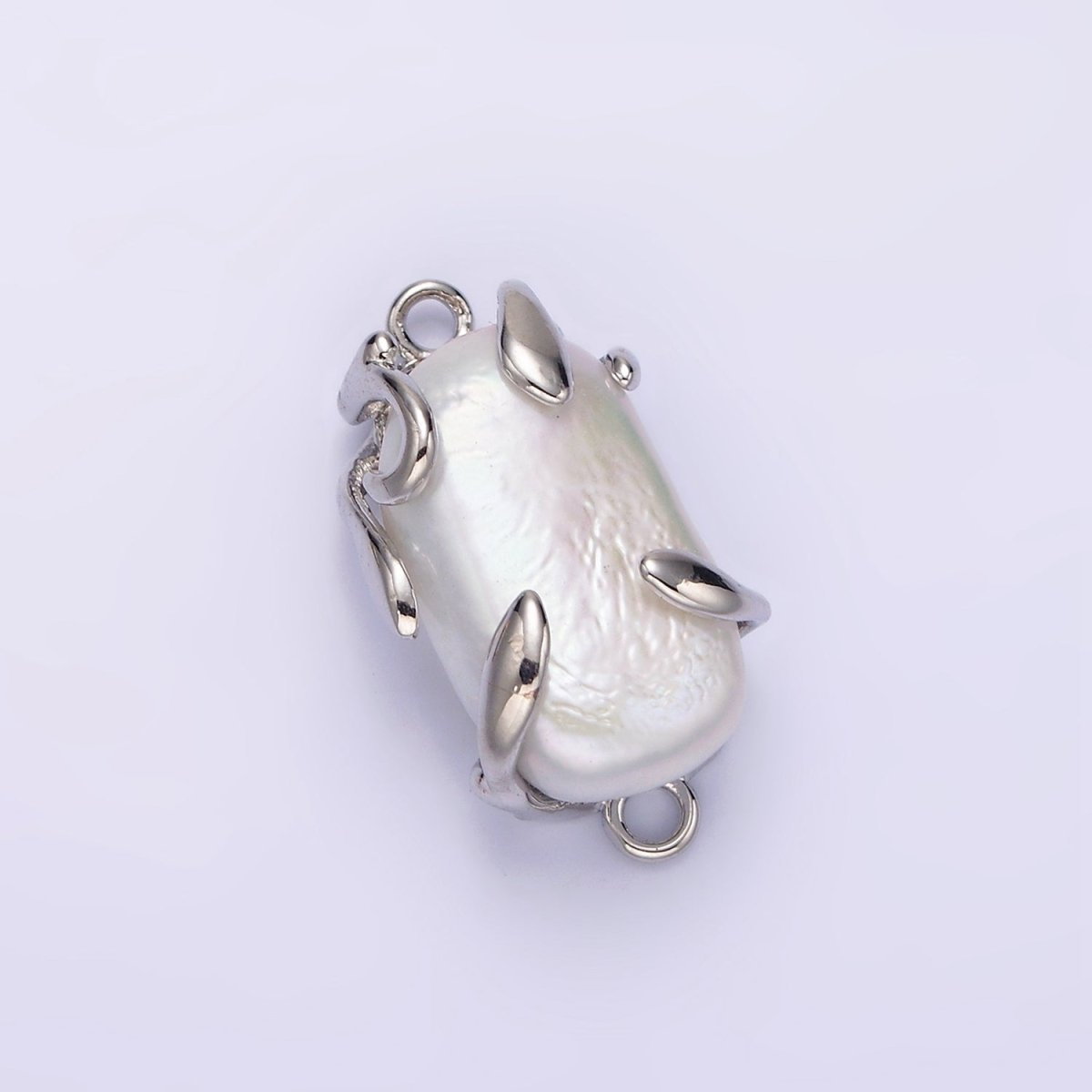 Gold Filled White Baroque Freshwater Pearl Molten Drip Connector in Gold &amp; Silver G-726 G-784