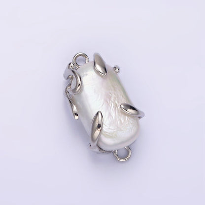 Gold Filled White Baroque Freshwater Pearl Molten Drip Connector in Gold &amp; Silver G-726 G-784