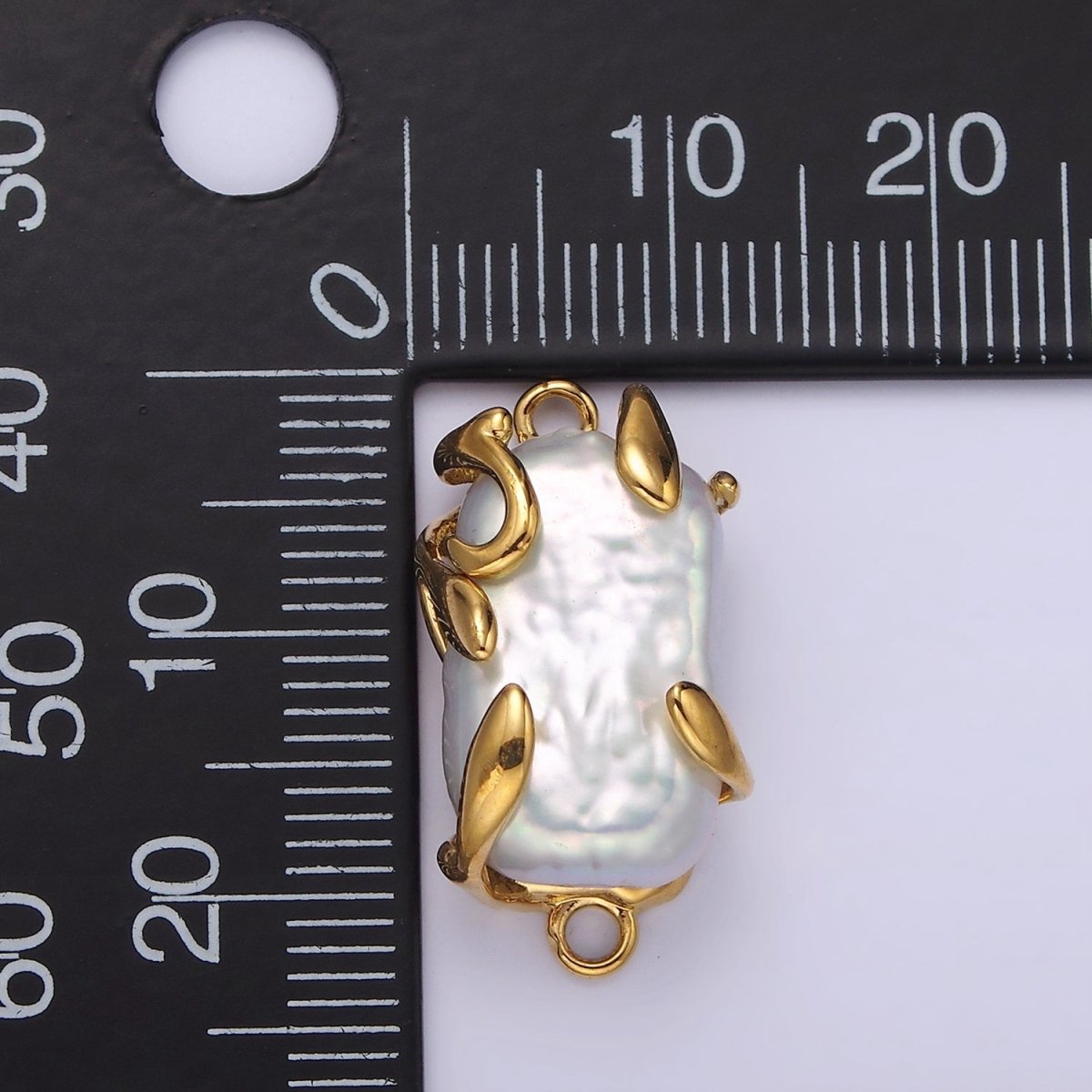 Gold Filled White Baroque Freshwater Pearl Molten Drip Connector in Gold &amp; Silver G-726 G-784