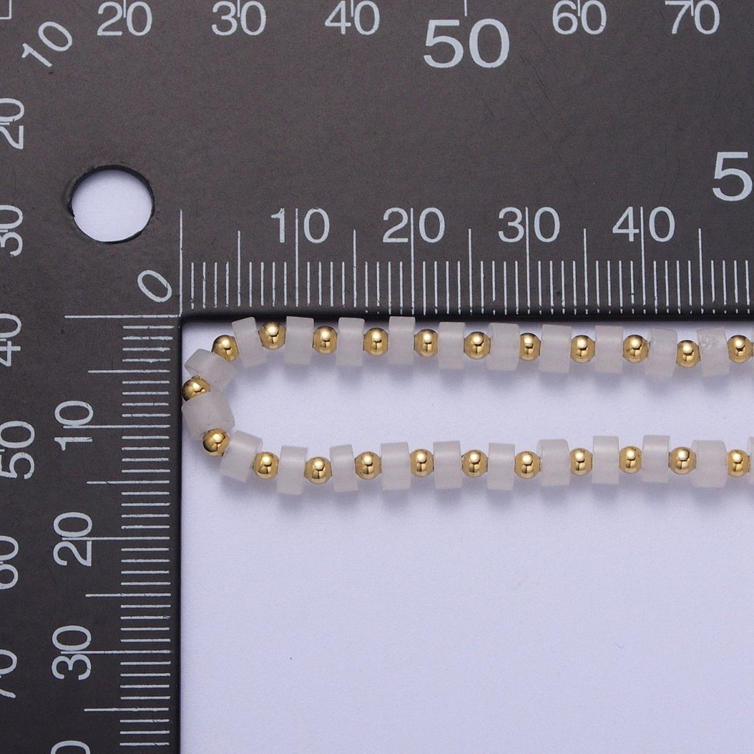Gold Filled White Jade Rondelle Heishi Gemstone Gold Spacer Beads 15.5 Inch Choker Necklace | WA-1431 Clearance Pricing