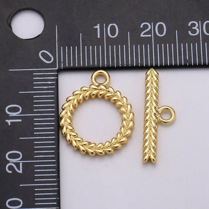 Gold Filled Wreath Classic Twist Toggle Clasp For DIY Jewelry Making  L-065~L-066