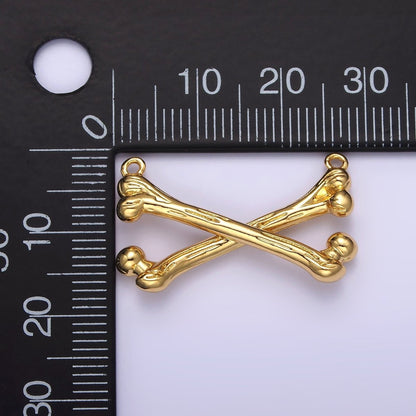 Gold Filled X Crossed Textured Bone Skeleton Connector in Gold &amp; Silver G-711 G-712
