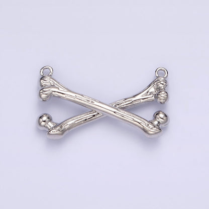 Gold Filled X Crossed Textured Bone Skeleton Connector in Gold &amp; Silver G-711 G-712