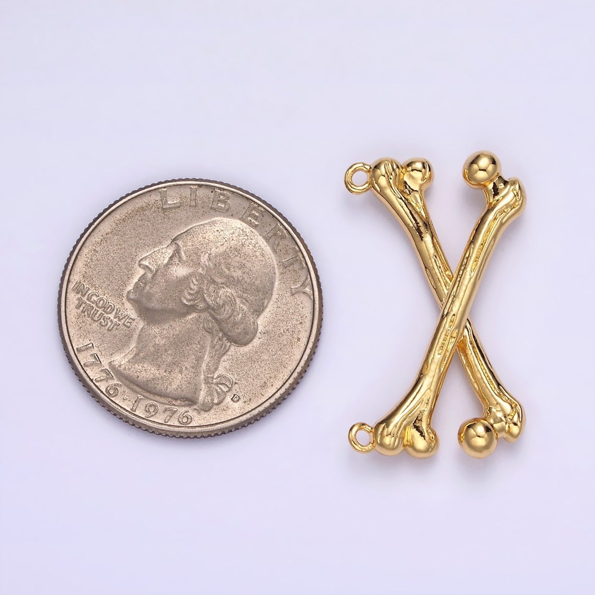 Gold Filled X Crossed Textured Bone Skeleton Connector in Gold &amp; Silver G-711 G-712