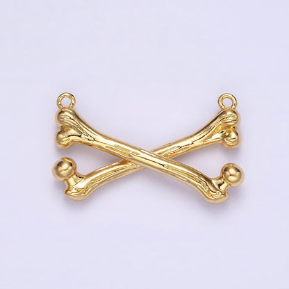 Gold Filled X Crossed Textured Bone Skeleton Connector in Gold &amp; Silver G-711 G-712
