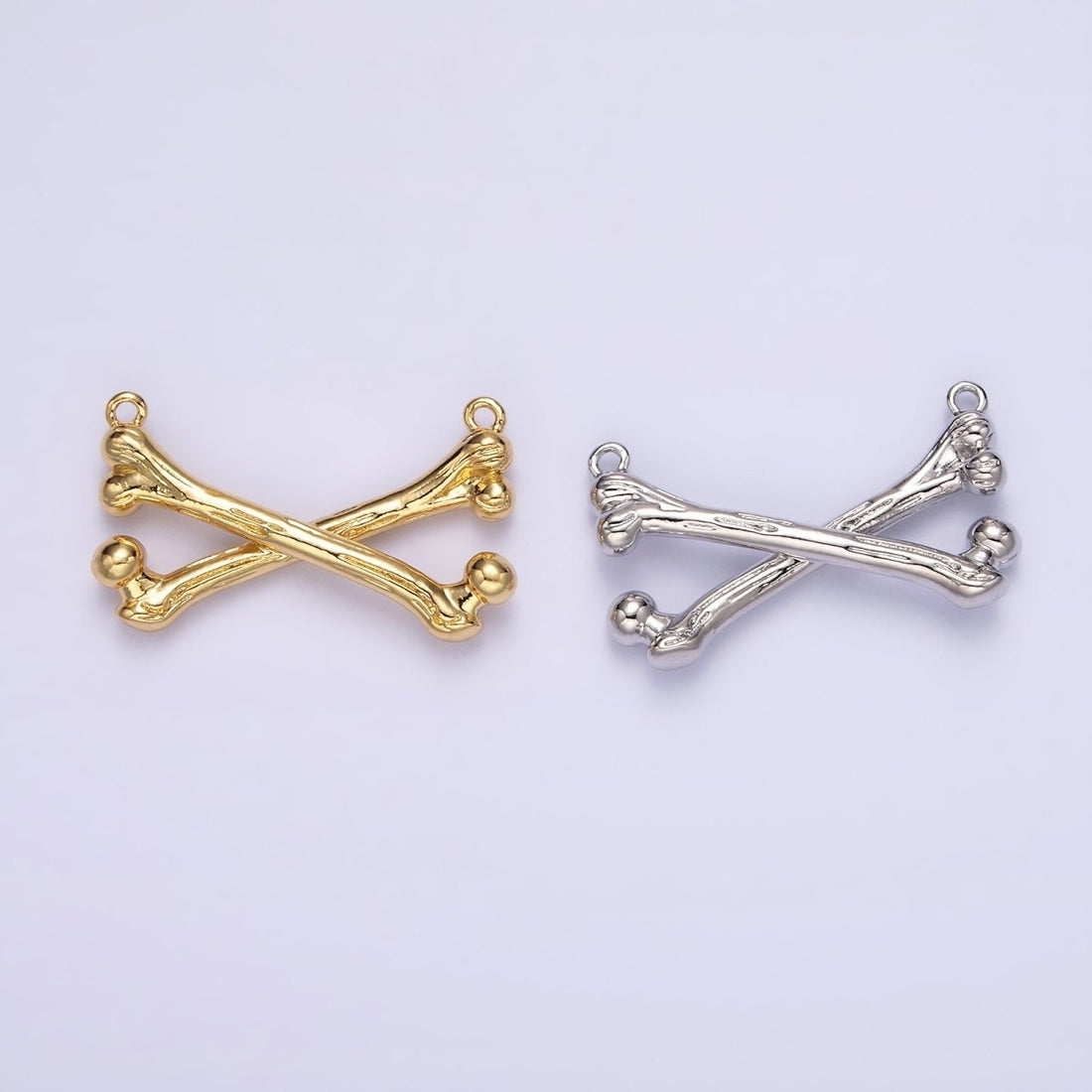 Gold Filled X Crossed Textured Bone Skeleton Connector in Gold &amp; Silver G-711 G-712