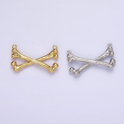 Gold Filled X Crossed Textured Bone Skeleton Connector in Gold &amp; Silver G-711 G-712
