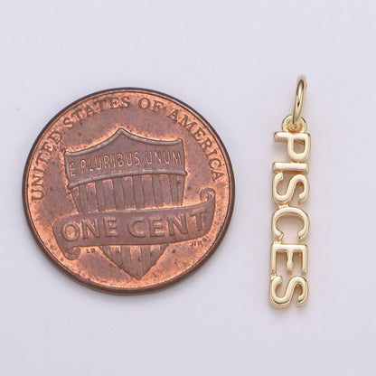 Gold Filled Zodiac Sign Script Words Mini Charm in Gold &amp; Silver | A-A1815-A-A1820 | A-A1839-A-A1844