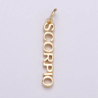 Gold Filled Zodiac Sign Script Words Mini Charm in Gold &amp; Silver | A-A1815-A-A1820 | A-A1839-A-A1844