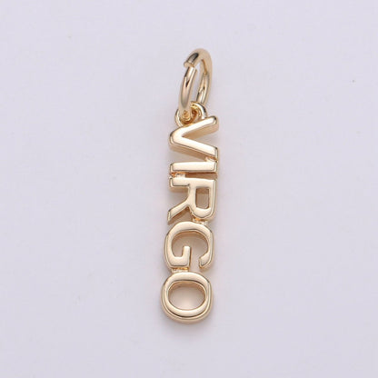 Gold Filled Zodiac Sign Script Words Mini Charm in Gold &amp; Silver | A-A1815-A-A1820 | A-A1839-A-A1844