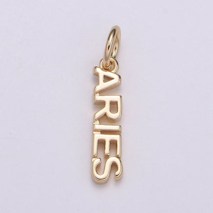 Gold Filled Zodiac Sign Script Words Mini Charm in Gold &amp; Silver | A-A1815-A-A1820 | A-A1839-A-A1844