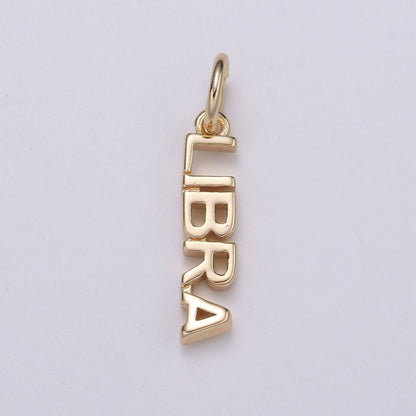 Gold Filled Zodiac Sign Script Words Mini Charm in Gold &amp; Silver | A-A1815-A-A1820 | A-A1839-A-A1844