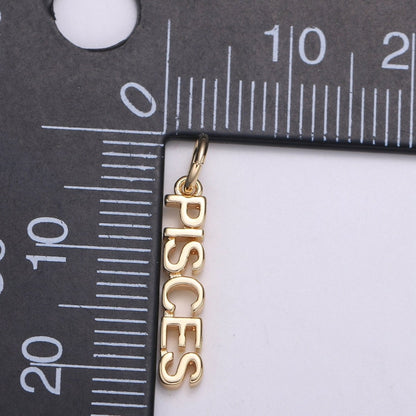Gold Filled Zodiac Sign Script Words Mini Charm in Gold &amp; Silver | A-A1815-A-A1820 | A-A1839-A-A1844